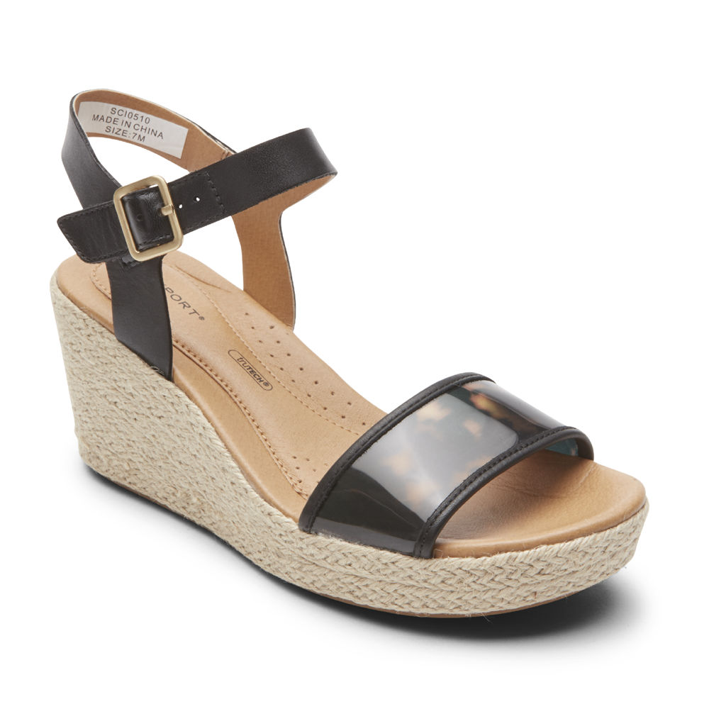 Rockport Sandals For Womens Black - Lyla Ankle-Strap - IU8427106